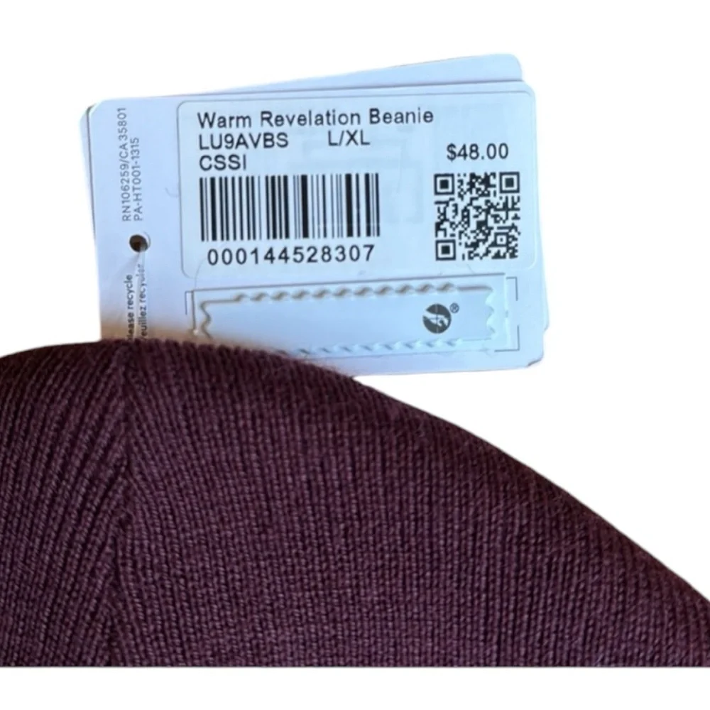NWT Lululemon Warm Revelation Beanie L/XL Maroon